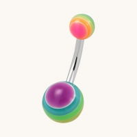 Regenboog Acryl Stalen Navelpiercing - Unisex