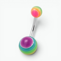 Regenboog Acryl Stalen Navelpiercing - Unisex