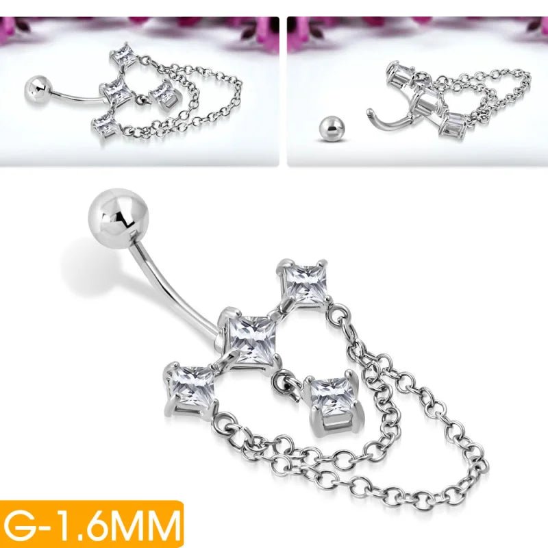 Prachtige Zirkonia Navelpiercing zilverkleurig - Unisex