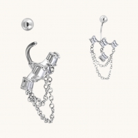 Prachtige Zirkonia Navelpiercing zilverkleurig - Unisex