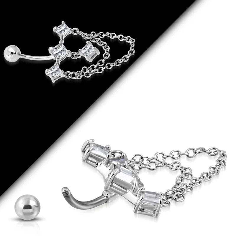 Prachtige Zirkonia Navelpiercing zilverkleurig - Unisex