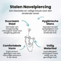 Prachtige Zirkonia Navelpiercing zilverkleurig - Unisex