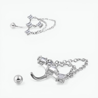 Prachtige Zirkonia Navelpiercing zilverkleurig - Unisex