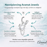 Prachtige Zirkonia Navelpiercing zilverkleurig - Unisex