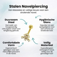Navelpiercing met Transparant Zirkonia Goudkleur - Unisex
