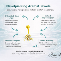 Navelpiercing met Transparant Zirkonia Goudkleur - Unisex