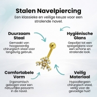 Navelpiercing met Transparant Zirkonia Goudkleur - Unisex