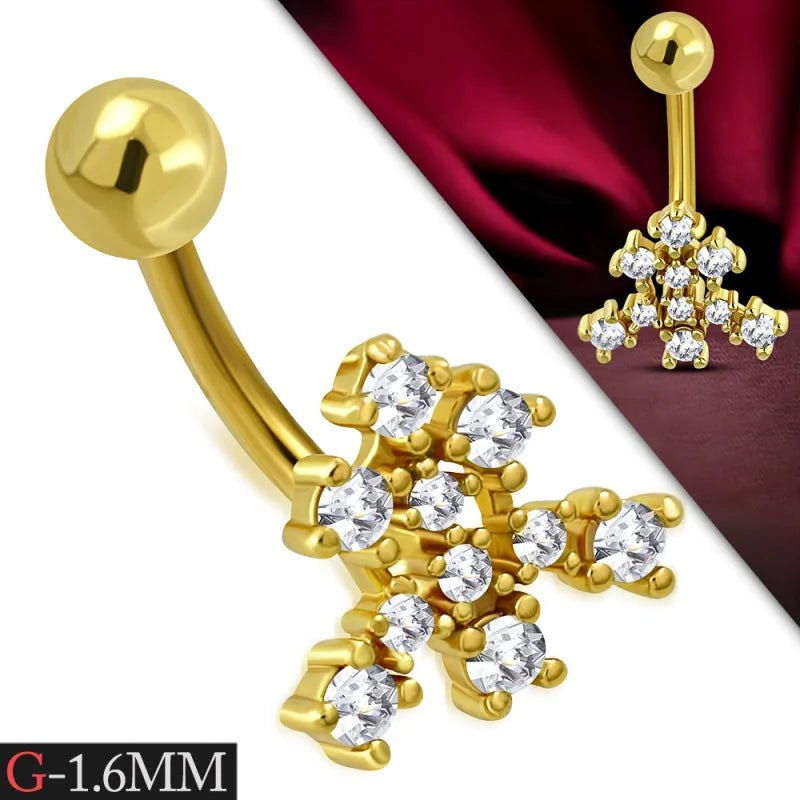 Navelpiercing met Transparant Zirkonia Goudkleur - Unisex