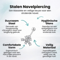 Chirurgisch Stalen Navelpiercing met Zirkonia - Heren