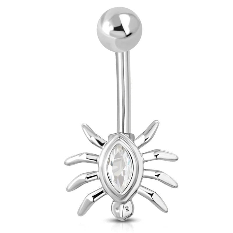 Zilverkleurige Zirkonia Spin Navelpiercing - Unisex