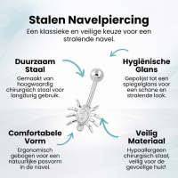 Zilverkleurige Zirkonia Spin Navelpiercing - Unisex