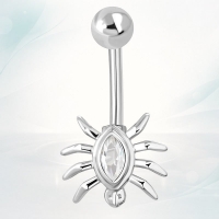 Zilverkleurige Zirkonia Spin Navelpiercing - Unisex