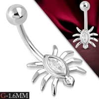 Zilverkleurige Zirkonia Spin Navelpiercing - Unisex