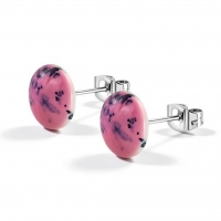 Oorstekers &acirc;&euro;&ldquo; RVS Roze Marmerlook Rond (12mm) -