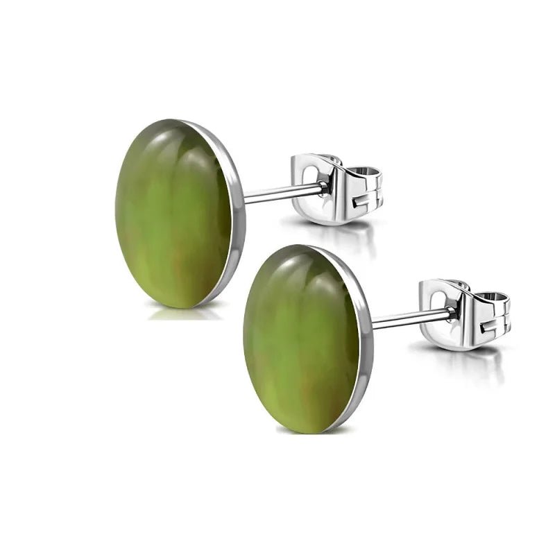 Groene Stalen Oorbellen -