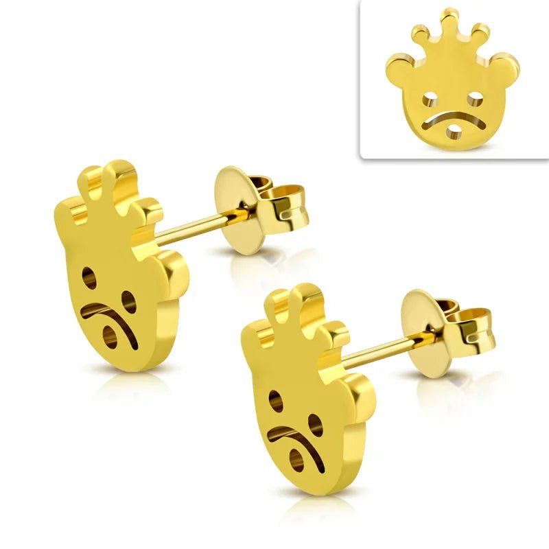 RVS Goudkleurige Smiley Oorbellen -