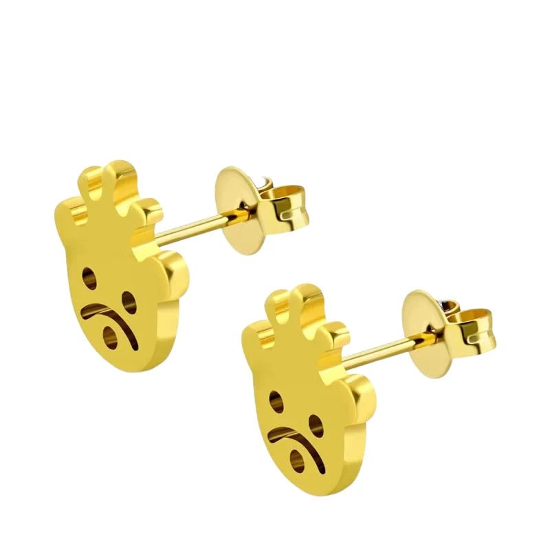 RVS Goudkleurige Smiley Oorbellen -
