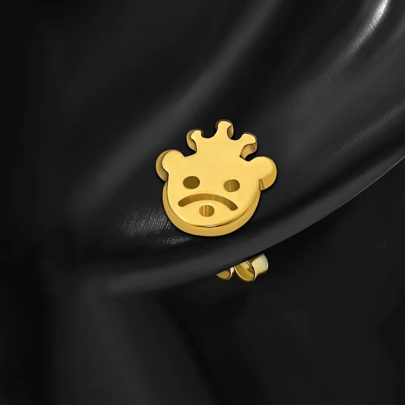 RVS Goudkleurige Smiley Oorbellen -