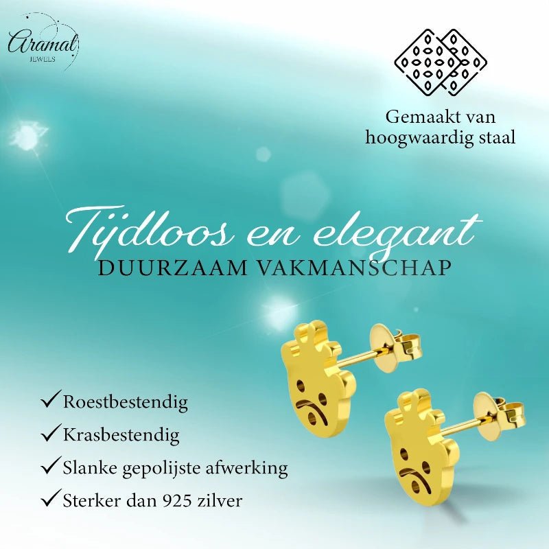RVS Goudkleurige Smiley Oorbellen -