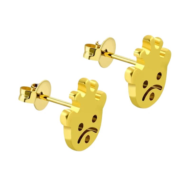 RVS Goudkleurige Smiley Oorbellen -