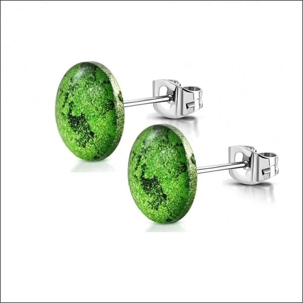 Modieuze Ronde Stalen Oorbellen 12mm - Geel-Zwart -
