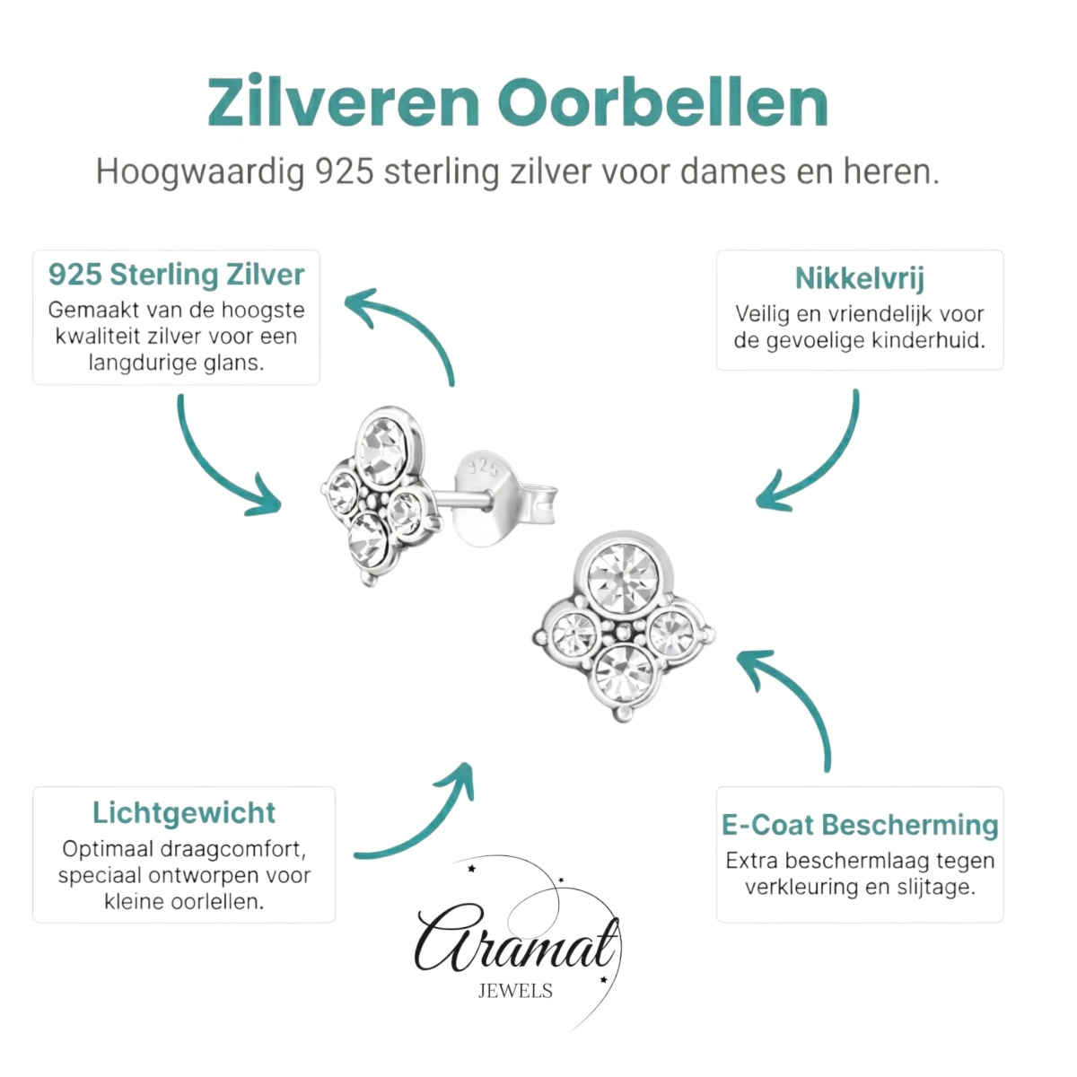 Transparante Kristal Oorbellen met 925 Zilver -