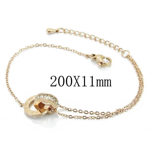 Ros&Atilde;&copy;gouden Closed Rings Dames Armband met Zirkonia - Unisex