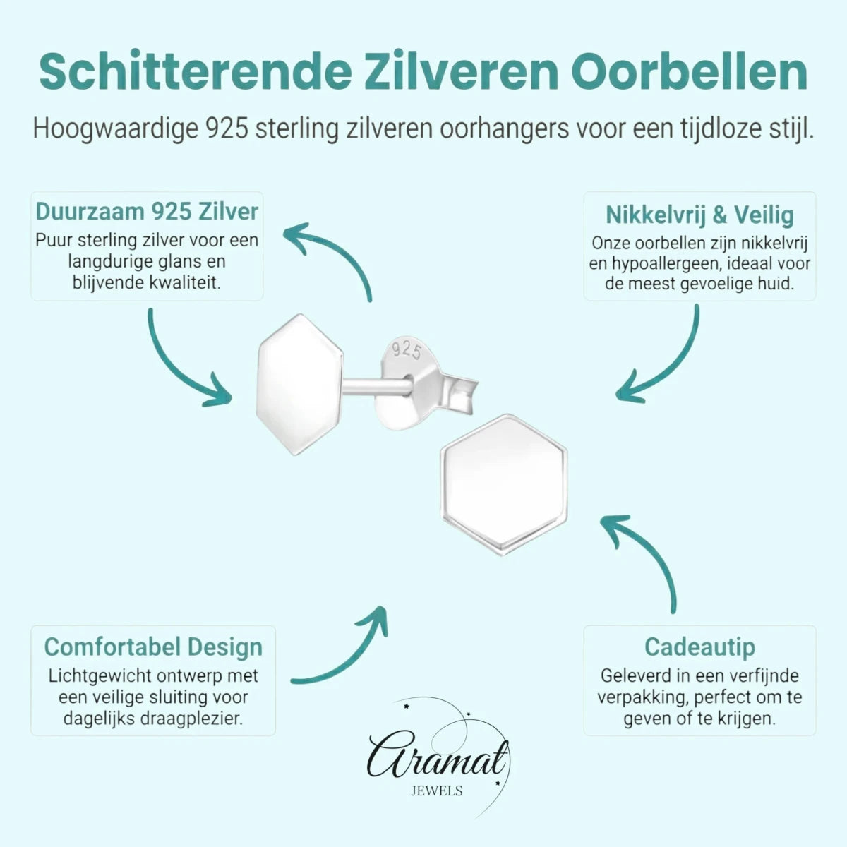 Stijlvolle Zilveren Oorbellen - Aramat Jewels&Acirc;&reg; -