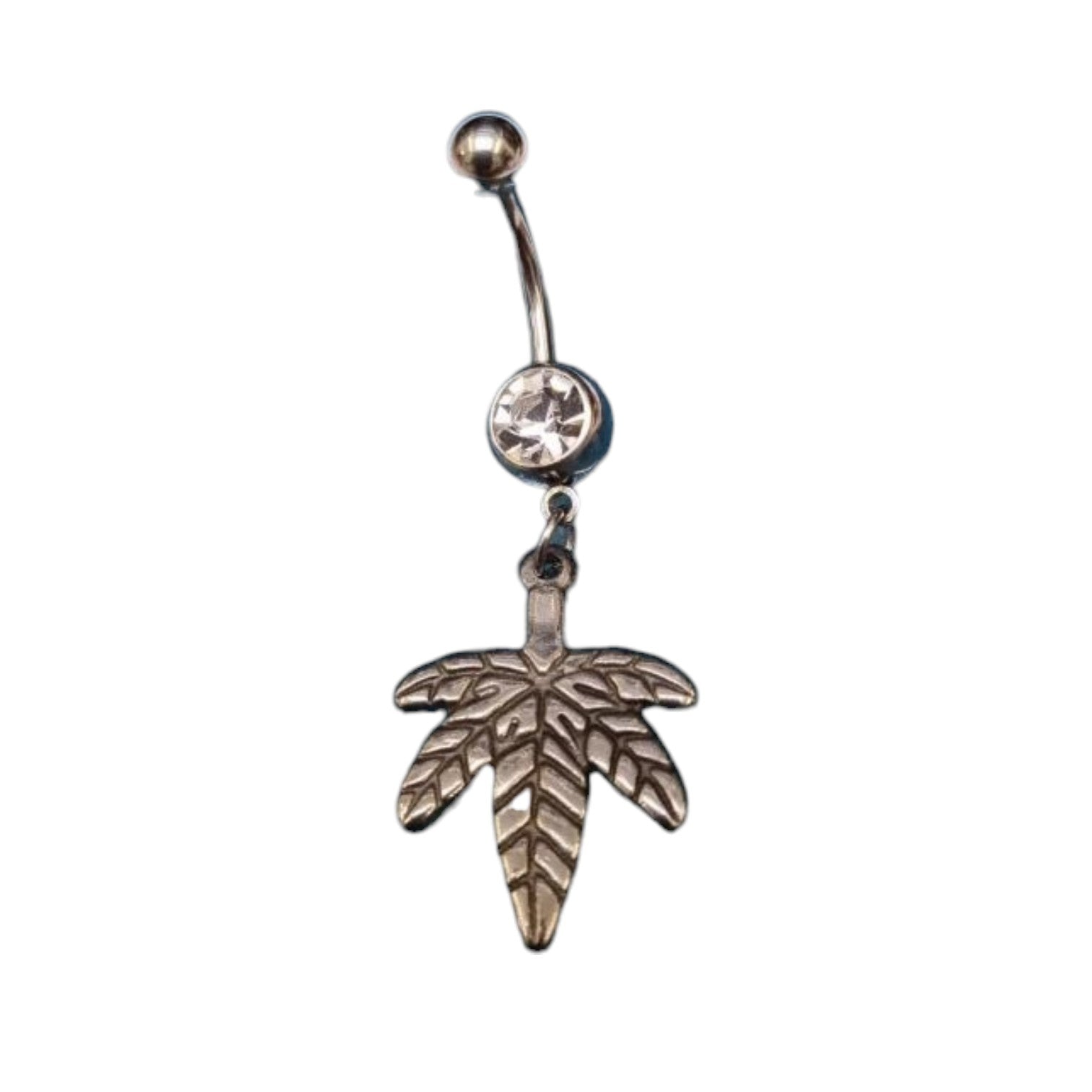 Stalen Navelpiercing met Weedblad Hanger - Unisex