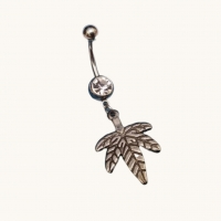 Stalen Navelpiercing met Weedblad Hanger - Unisex