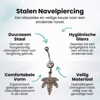 Stalen Navelpiercing met Weedblad Hanger - Unisex
