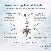 Stalen Navelpiercing met Weedblad Hanger - Unisex