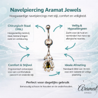 Stalen Navelpiercing met Zirkonia Hanger - Unisex