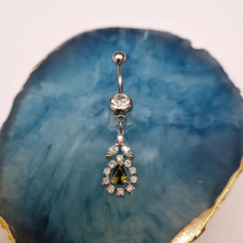 Stalen Navelpiercing met Zirkonia Hanger - Unisex