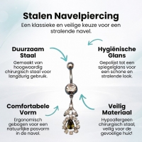 Stalen Navelpiercing met Zirkonia Hanger - Unisex