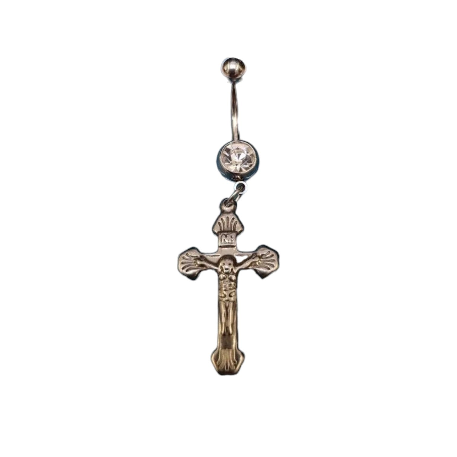 Stijlvolle Stalen Navelpiercing met Kruis Hanger - Unisex