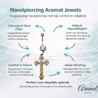 Stijlvolle Stalen Navelpiercing met Kruis Hanger - Unisex