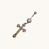 Stijlvolle Stalen Navelpiercing met Kruis Hanger - Unisex