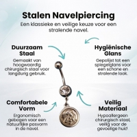 Stalen navelpiercing met engel - Unisex