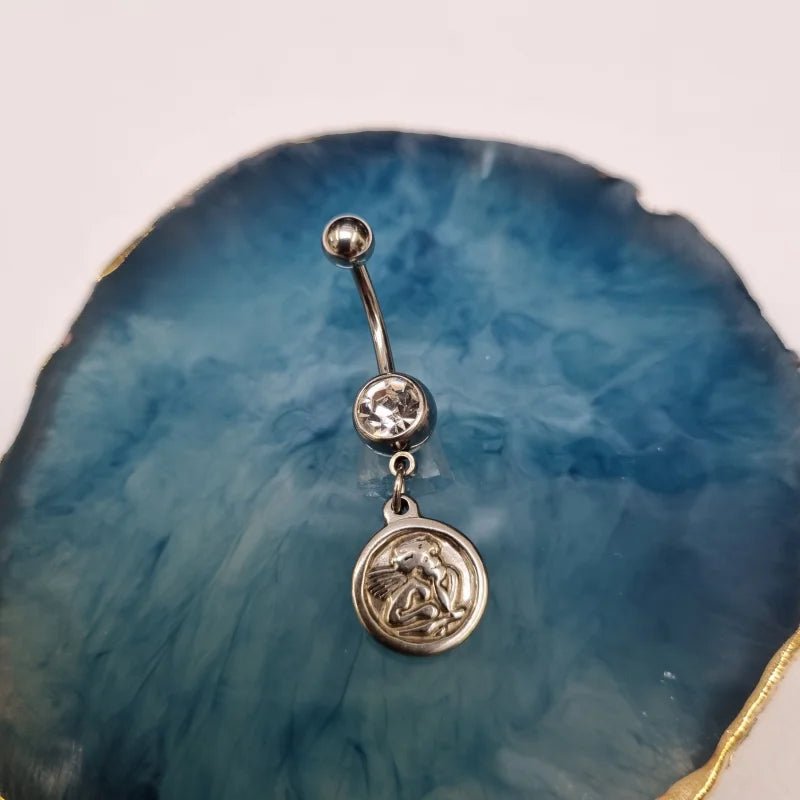 Stalen navelpiercing met engel - Unisex