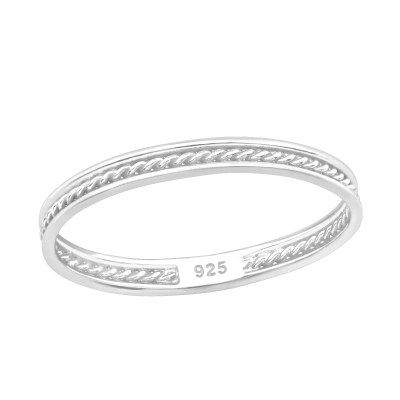 Zilveren Gedraaide Ring - Elegante 2.5mm Maat 7 -