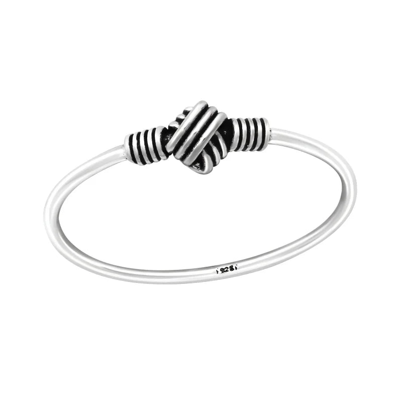 Oxidized Silver Knot Ring -