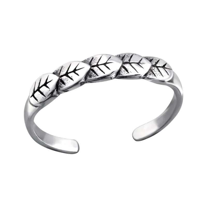 Trendy Zilveren Teenring met Blaadjes