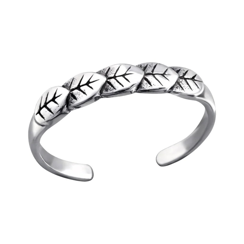 Trendy Zilveren Teenring met Blaadjes