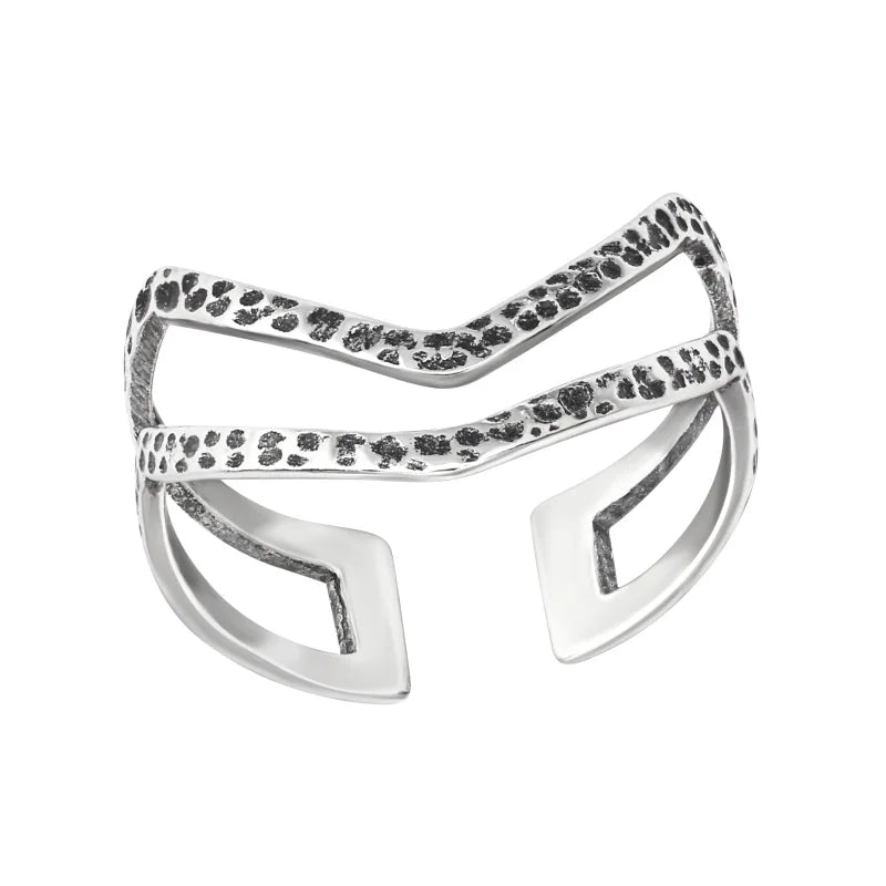 Schitterende Zilveren Teenring met V-vorm 925 Zilver - -