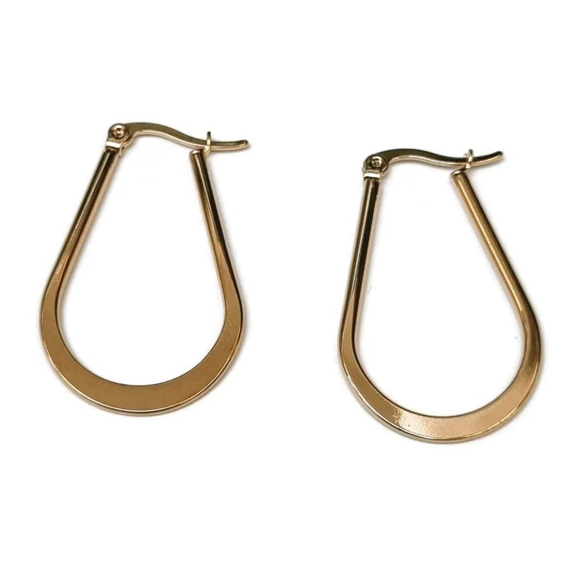 RVS Ovale Oorringen Ros&Atilde;&copy;goud Goudkleur 35mm - Elegante Hoepels - Goudkleurig -