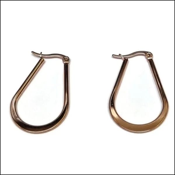 RVS Ovale Oorringen Ros&Atilde;&copy;goud Goudkleur 35mm - Elegante Hoepels - Goudkleurig -