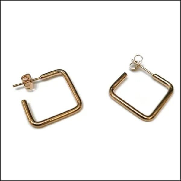 Geometrische Oorstekers vierkante hoepeloorstekers - 15mm / Goudkleurig -
