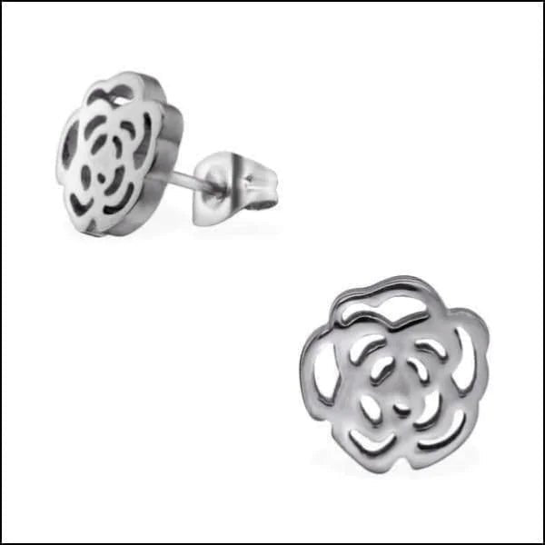 Stalen Oorbellen Bloem - Perfect Cadeau! - Bloem-Zilverkleurig-Sandblasted-8mm -