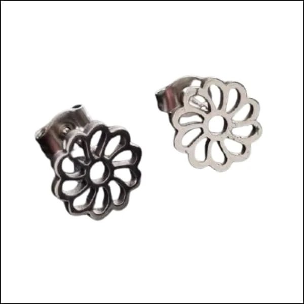 Stalen Oorbellen Bloem - Perfect Cadeau! - Bloem-Zilverkleurig-10mm - Dames